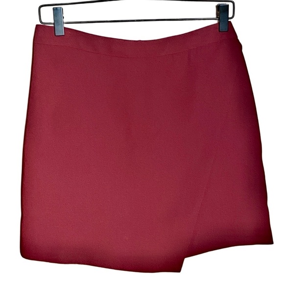 Banana Republic Mini Skirt - Burgundydy wine red front flap gold zipper Sz 6 - Picture 1 of 8